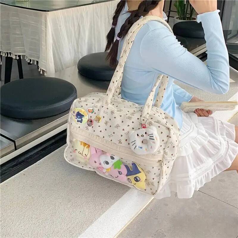 New Y2k Cute Large Capacity Ita Bag Lolita Girls Transparent Bag DIY Badge Display Shoulder Bag Fashion Comic Exhibition Handbag