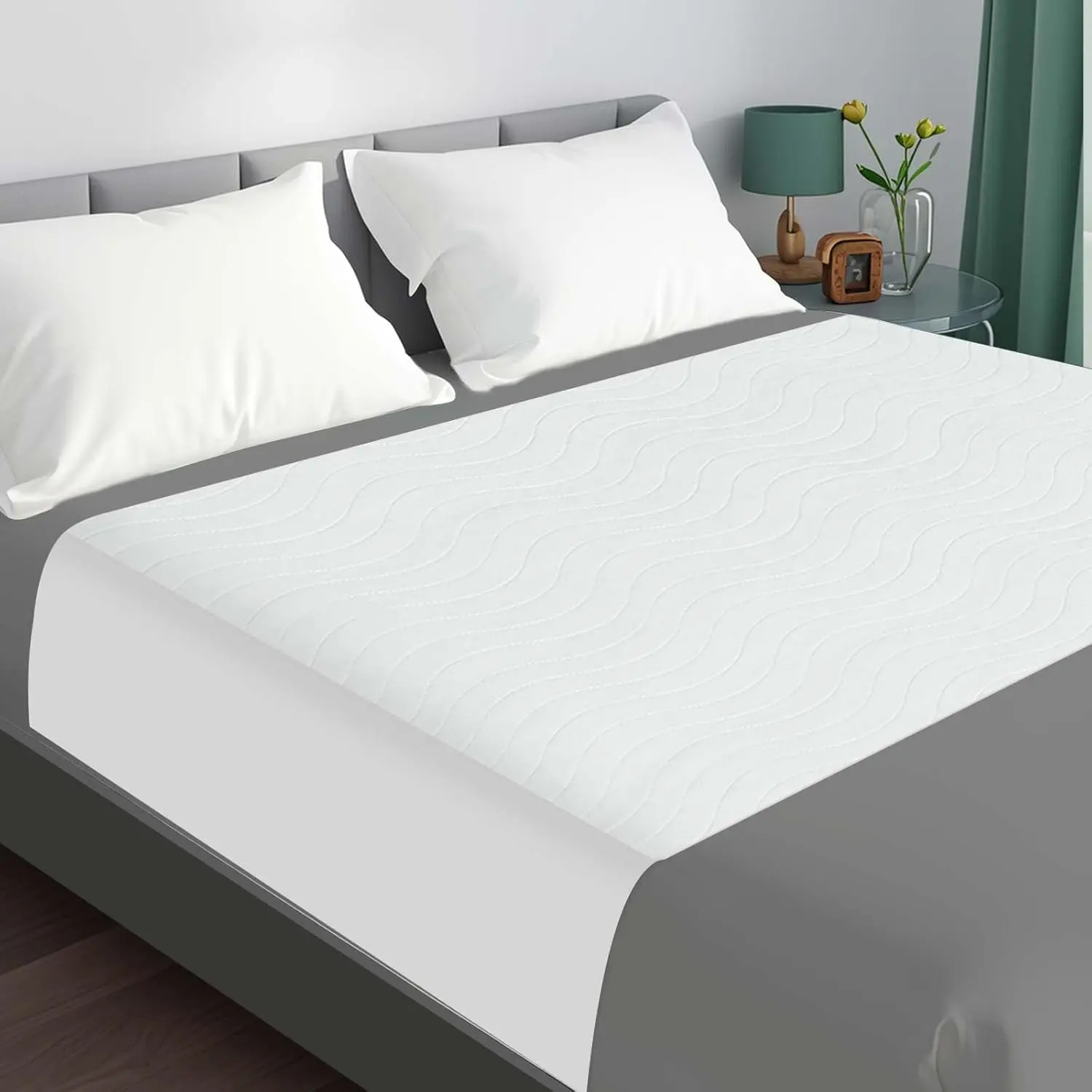 Bed Pads Washable Waterproof for Incontinence Adults, Reusable Wetting Pad Mattress Protector Underpads Tuckable Quick Dry, Fits King Size Bed, 36" x 76", White