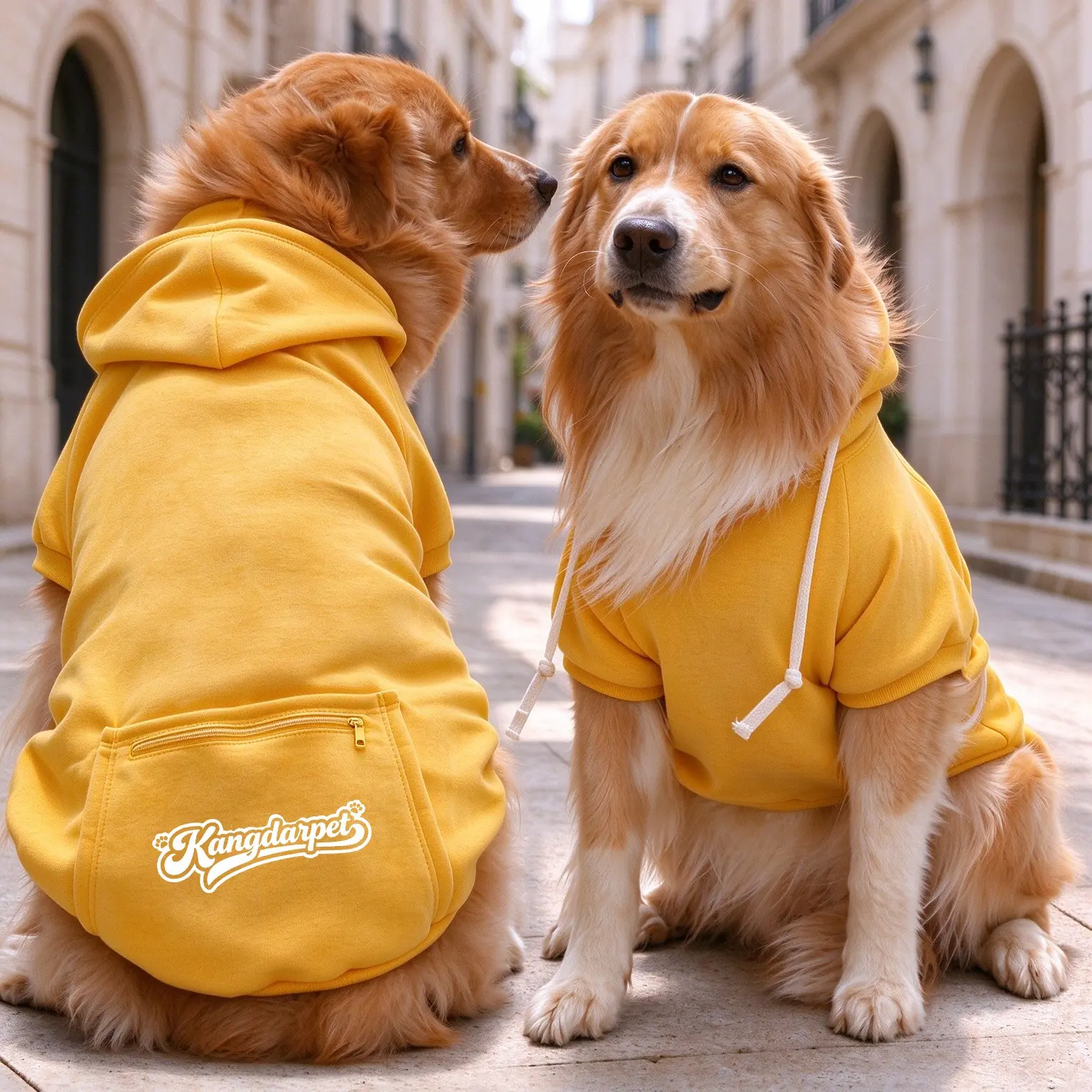 American Casual Pet Sweatshirt, Autumn Winter Warm Dog Hoodie with Fleece Lining & Simple Logo Print, Ideal for Medium Large Dogs