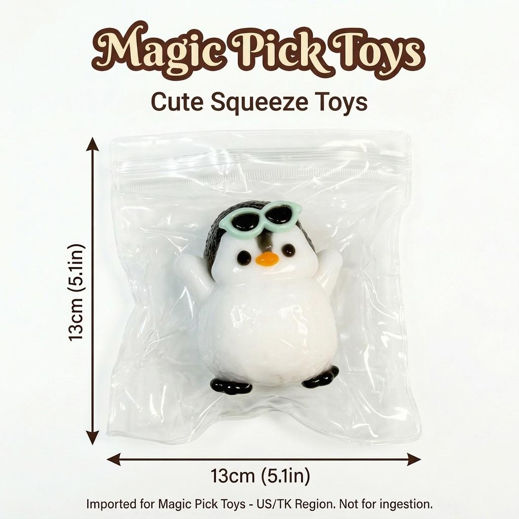 Final Sale | Chonky Belly Penguin Squishy - Food-Grade Silicone Slow-Rising Rebound Squishy Fidget Toys for Stress Relief - Soft Squeeze Toys with Thick Creamy Slime Texture, Handmade Non-Toxic Sensory Toys