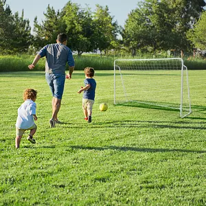 8' x 5' Soccer Goal Training Set – Beach, Backyard, Park & Field – Portable Powder Coated Steel Frame with Ground Nails & Net Buckles for Firm Stability