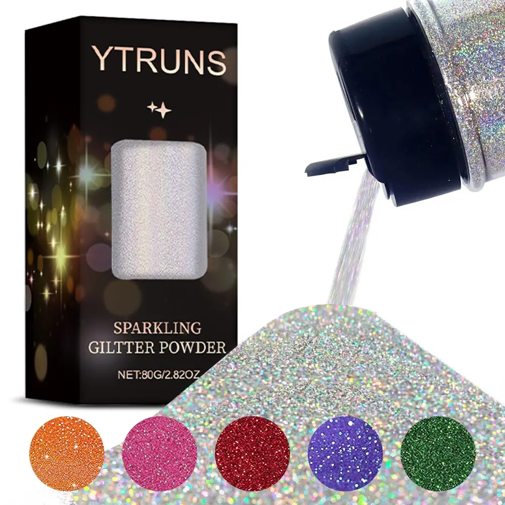 Iridescent Highlighter Powder, Glowy Highlighter, Highlighting Powder, Pearlescent Glitter Shimmer Powder, High Shine Sparkle Face Highlighter, Smooth Blendable Glow Makeup, Long Lasting Radiant Powder for Cheeks, Brow Bone, Party, Stage