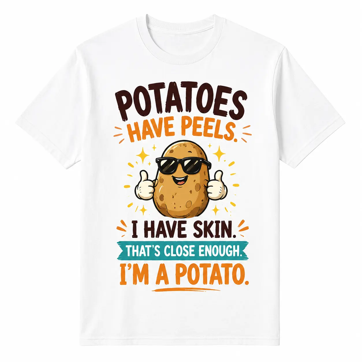 Funny Potato Graphic T-Shirt for Men Women, Basically A Potato Food Pun Shirt, Humorous Meme Tee, Potato Lover Gift, Funny Foodie Shirt, Vegetable Humor Novelty Graphic T-Shirt