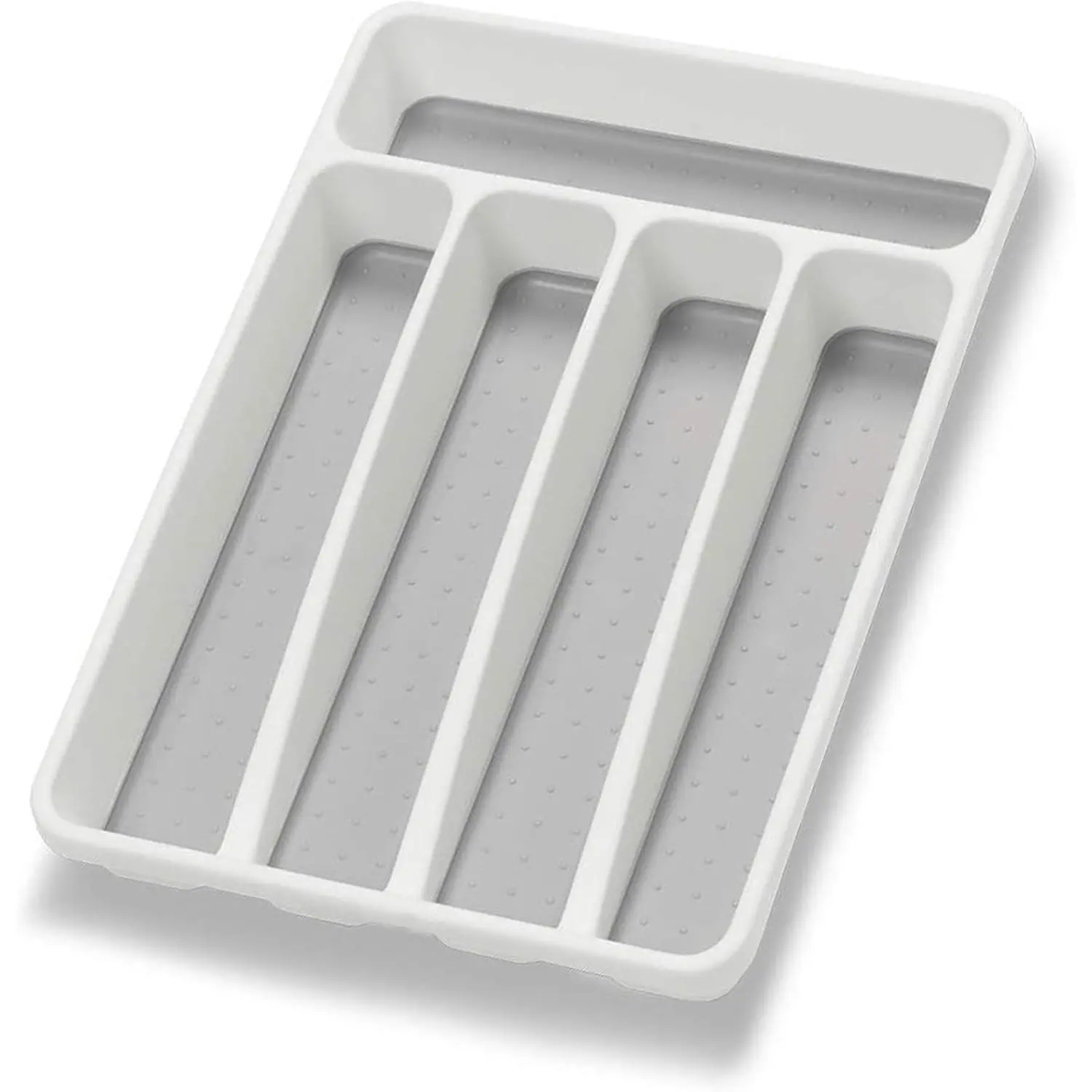 Silverware Organizer Utenisl Organizer Holder Kitchen Drawer Organizer Plastic Silverware Tray for Drawer Flatware Organizer 5 Compartment White