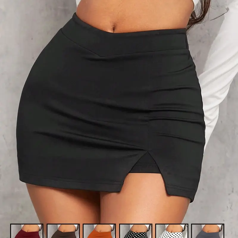 Women's Sexy High-Waisted Bodycon Mini Skirt, V-Waist Slit, Stretch Soft Fabric, Slimming Fashion Short Skirt, High Waist Skirts