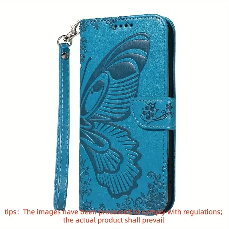 Butterfly Pattern Phone Case Protector with Card Slot & Lanyard, Magnetic Flip Cover with Stand, Anti-drop Phone Cases for iPhone 13/12/11/XS/XR/Pro/SE, Protective Casing, Stylish Cellphone Accessory, Mobile Accessory, Accessories