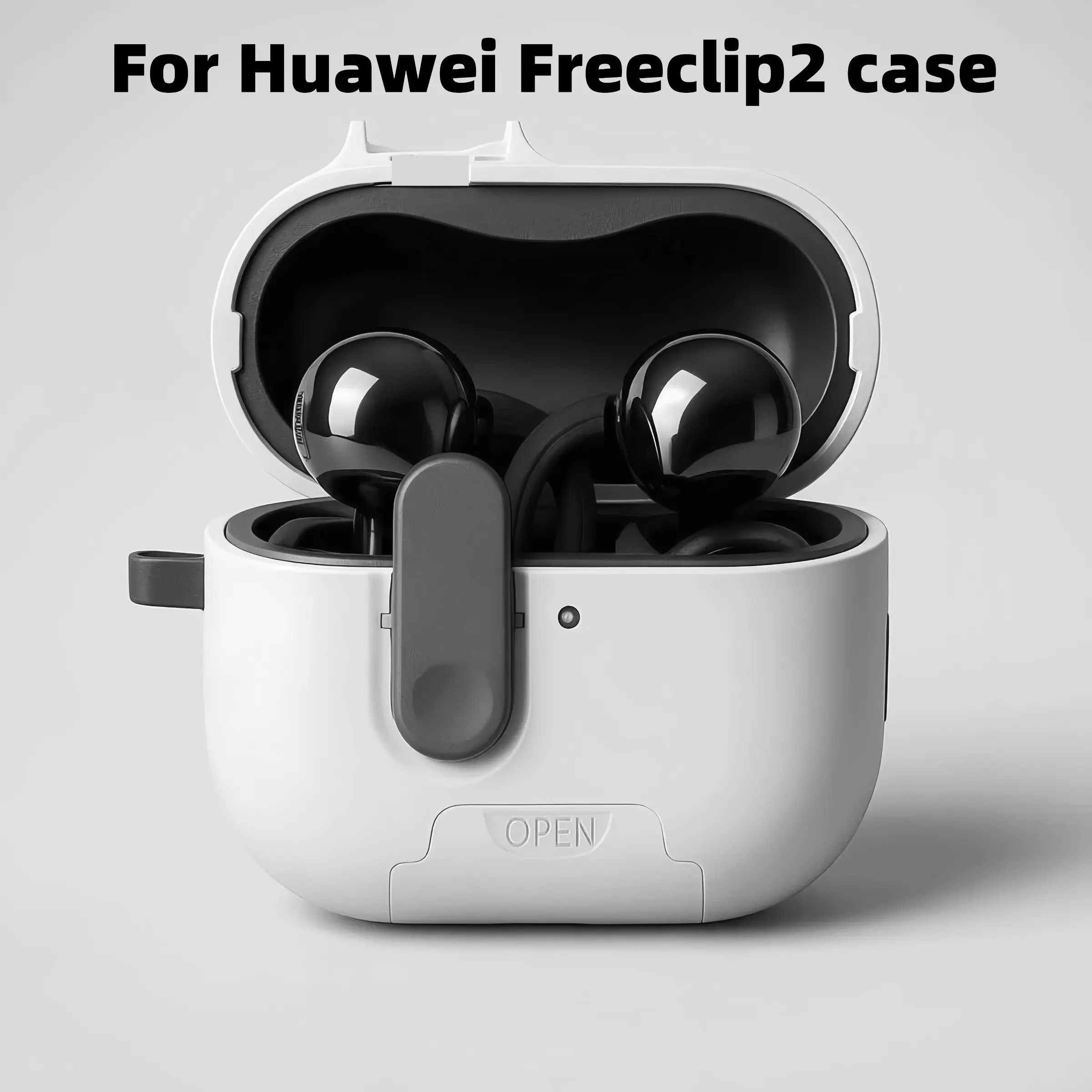 Automatic Flip Case for Huawei Free Clip2, Phone Stand, Shockproof Earphone Shell, with Hook, Protective Cover