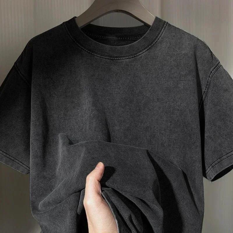 2026 Summer New Zenitsu Agatsuma Breath of Thunder Retro Washed Old T-shirt Demon Slayer 90s Street Style Short-sleeved Top