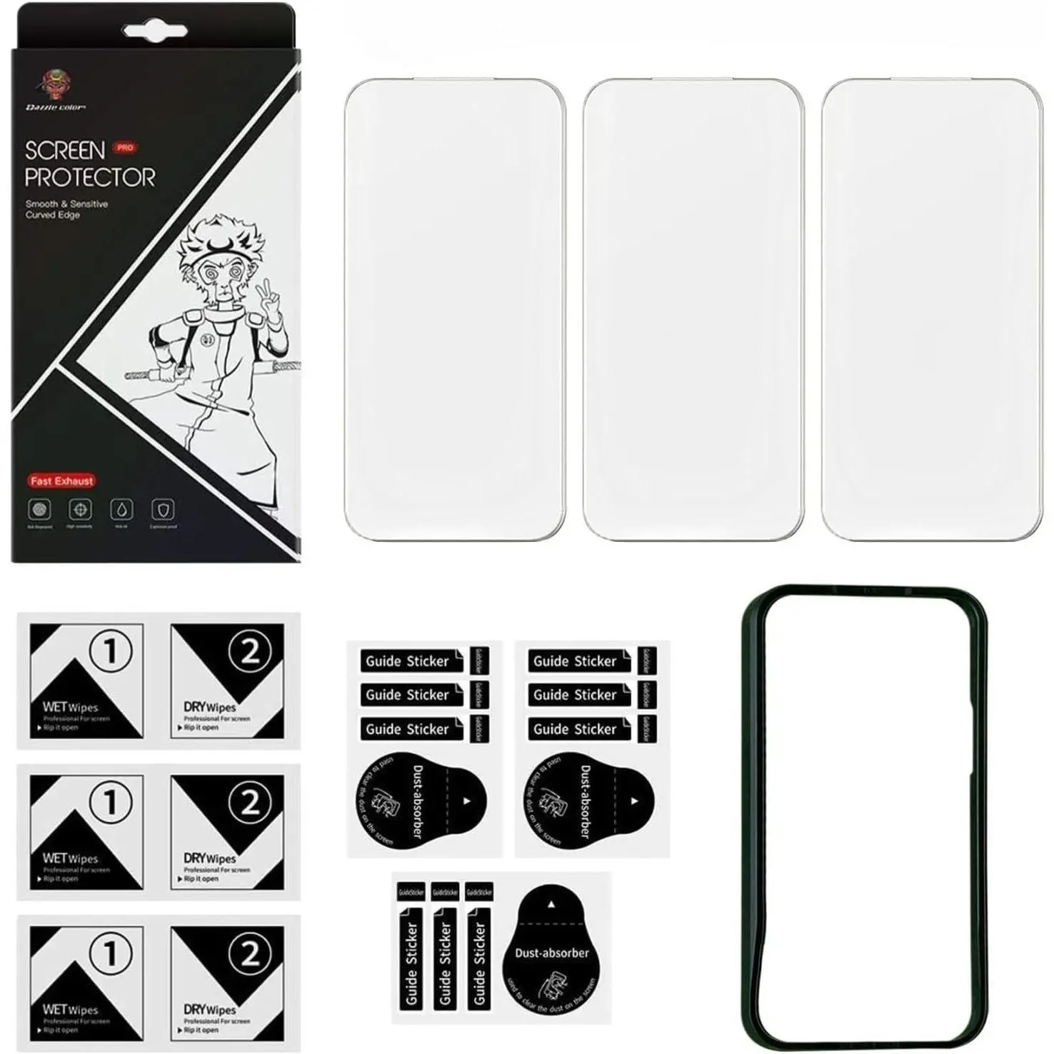 3 Pack Screen Protector for  17 Series With Tempered Glass Protector + Installation Frame, 6.9 h  Clear Glass Film 9H Hardness Scratch Resistent, Case Friendly ( 17)