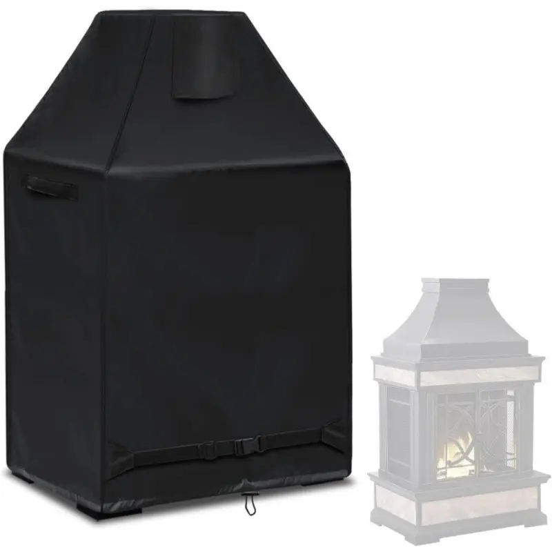 1pcs outdoor fireplace cover, Oxford cloth fire pit cover, firewood fireplace cover with adjustable rope.