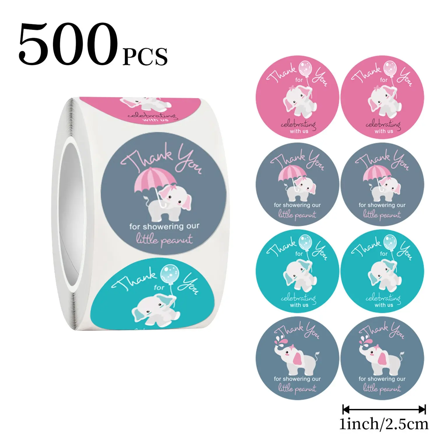 Thank You Sticker 500pcs/roll, Waterproof Decorative Sticker, High Adhesive Stickers, DIY Decals for Gift Greeting Card, Water Bottle, Laptop, Phone