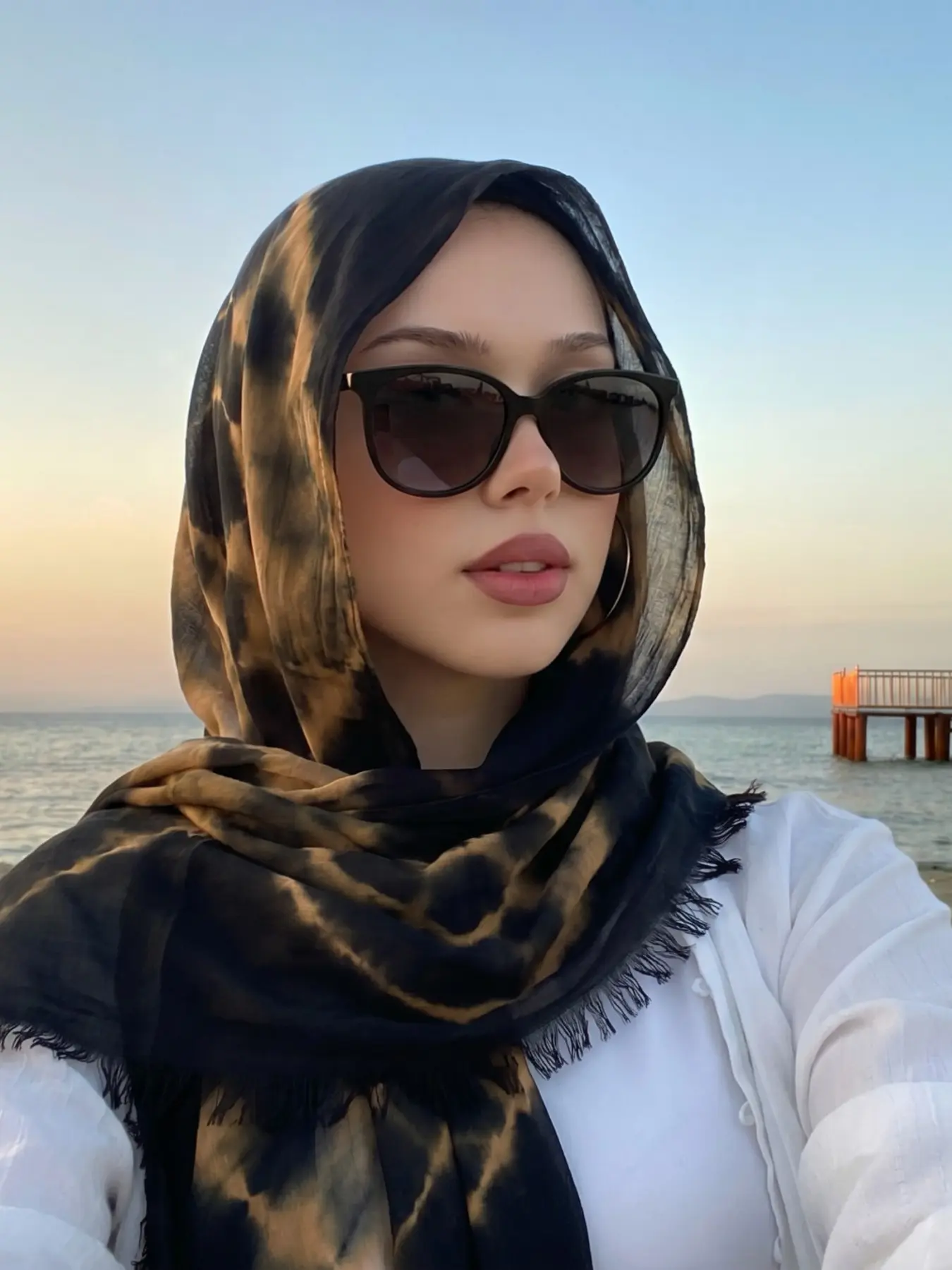 1pc Ink Caramel Retro Tie Dye Blanket Scarf, Warm Aesthetic Cover Up for Women, Abaya Accessory for Muslim, Modesty, Stylish, Casual and Cozy