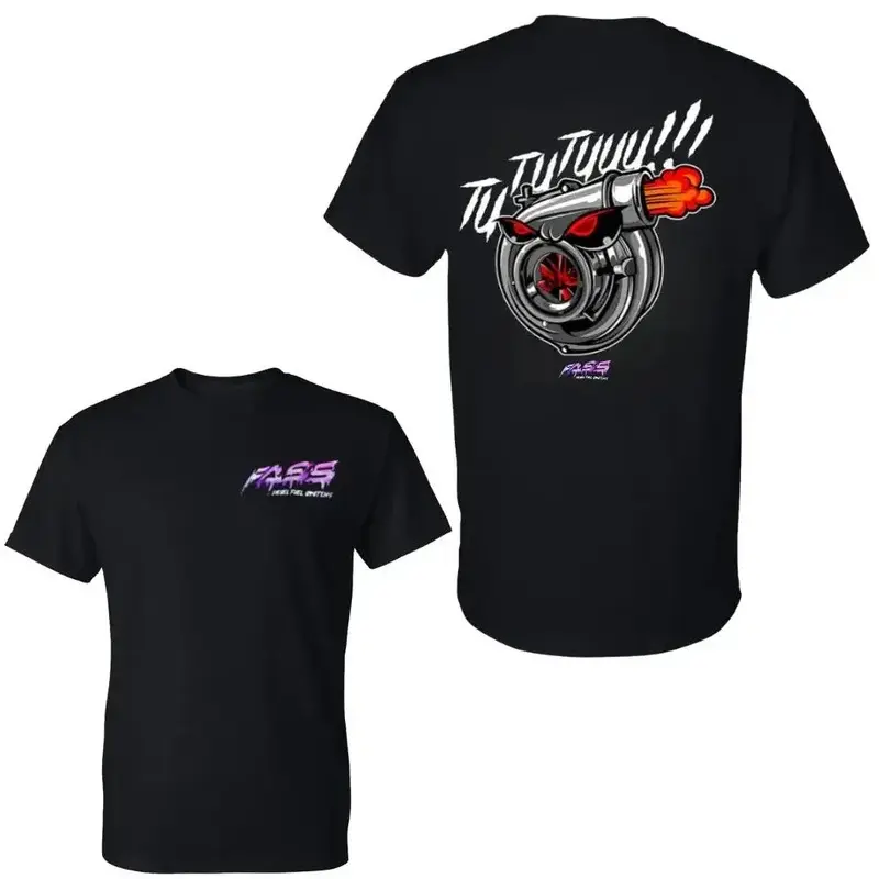 Double‑Sided Graphic T‑Shirt, Turbo With Flames And Boost‑Style Print, Soft Cotton Blend Tee, Automotive Streetwear For Men & Women, Gift For Diesel And Car Enthusiasts