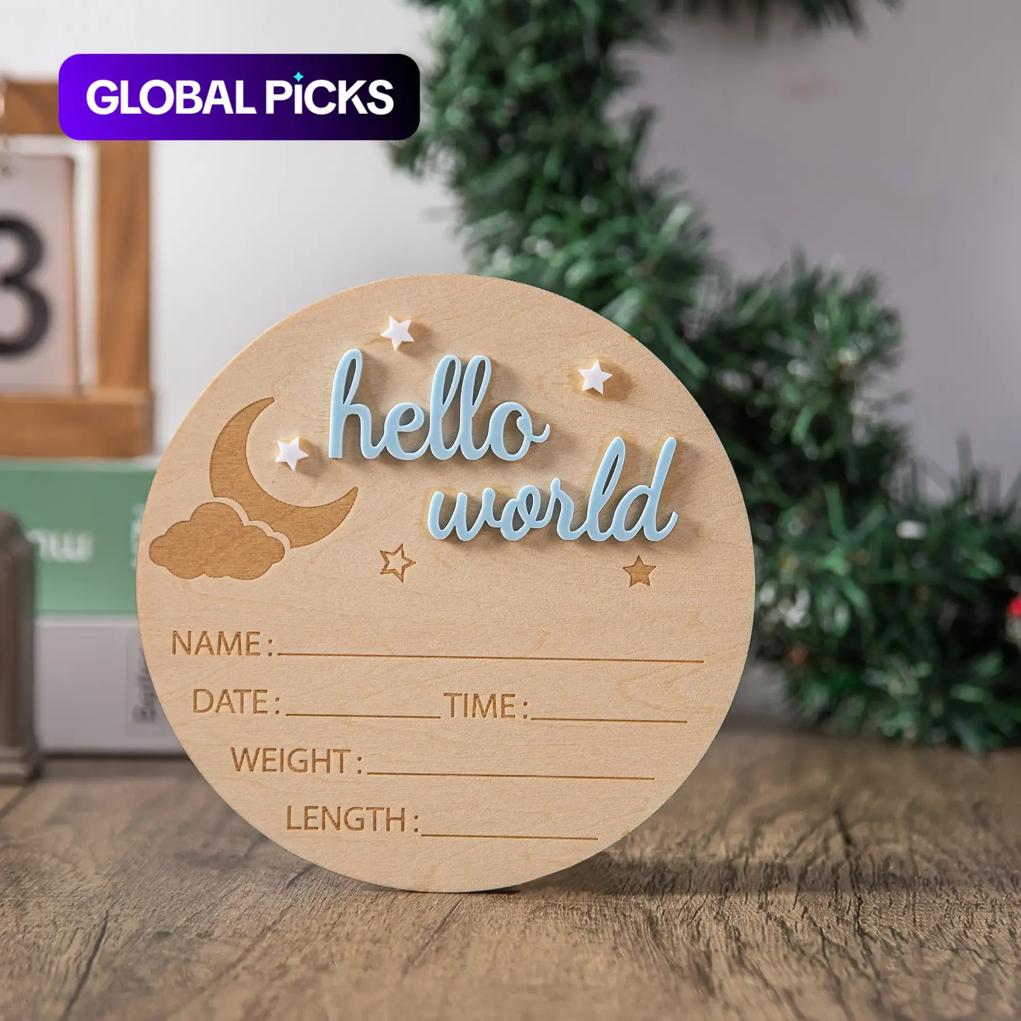 3D Hello World Wooden Letter Decorative Sign, Wooden Home Sign, Newborn Announcement Plaque, Gender Reveal Party Supplies, Birthday Decoration, Photo Prop, Creative Gift #GLOBAL PICKS