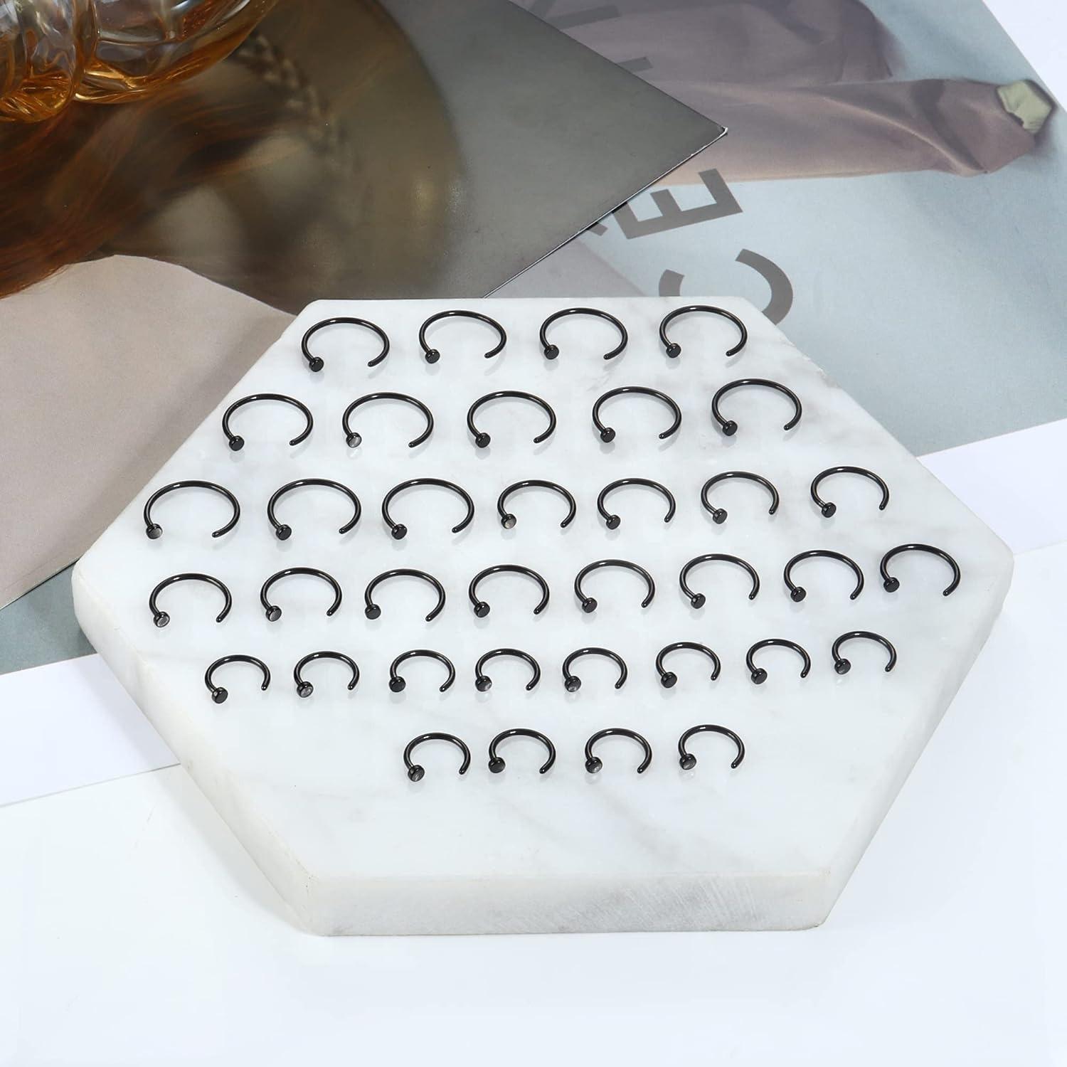 FINREZIO 20G 36PCS 316L Stainless Steel Nose Ring Hoop Nose Piercing Jewelry for Women and Men Colored Hoop Nose Ring 6mm 8mm 10mm 12mm Daily