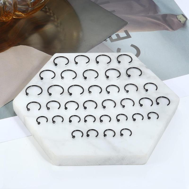 FINREZIO 20G 36PCS 316L Stainless Steel Nose Ring Hoop Nose Piercing Jewelry for Women and Men Colored Hoop Nose Ring 6mm 8mm 10mm 12mm Daily