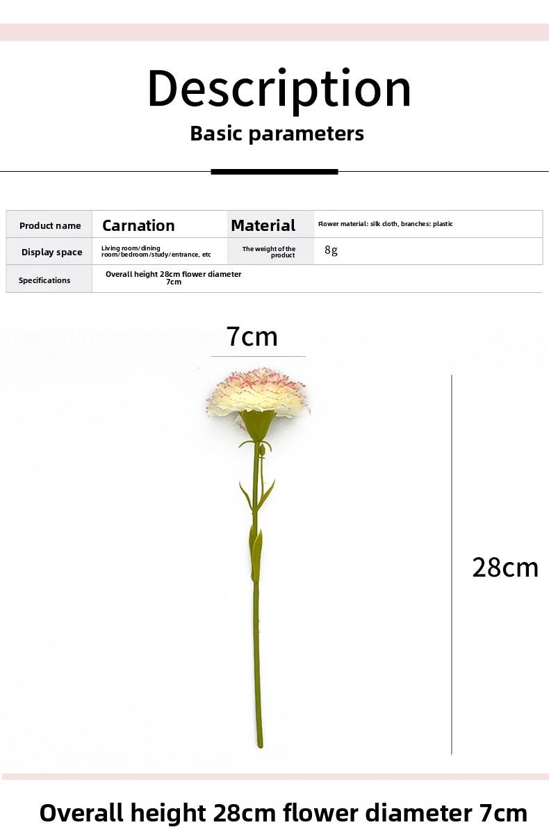 Artificial carnations, fake flowers for Mother's Day, Teacher's Day, room, bedroom, living room decoration, floral ornaments, photo props
