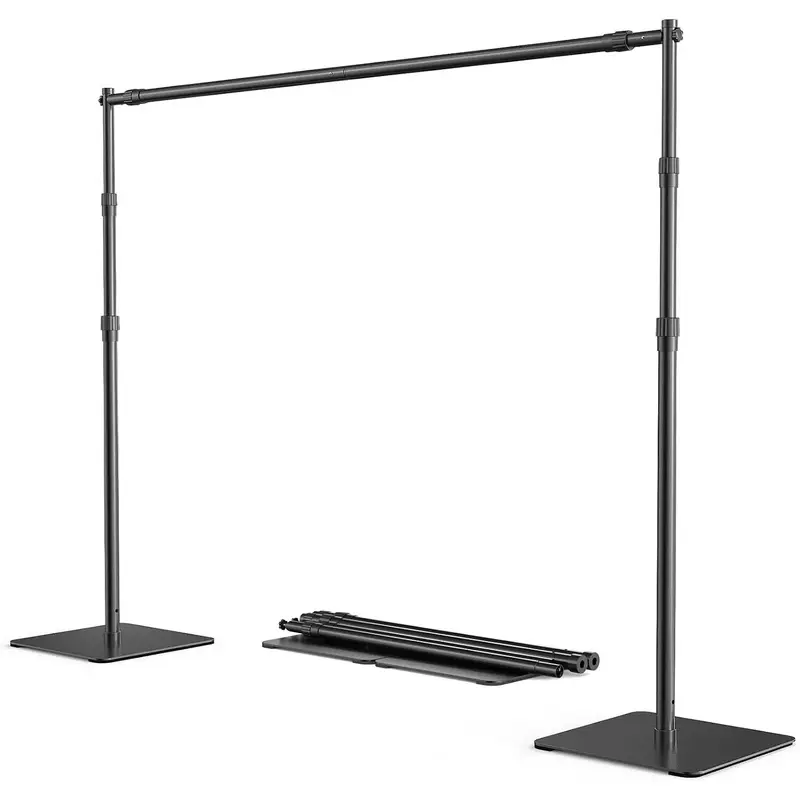 Backdrop Stand, 8x10 ft Adjustable Photo Backdrop Stand Kit, Heavy Duty Backdrop Stand with Steel Base for Photography, Photo Video Studio, Birthday Parties, Wedding