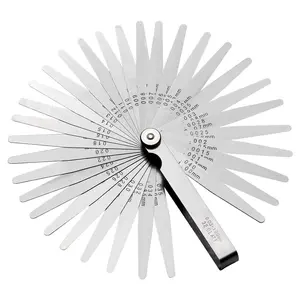 Feeler Gauges 0.001-0.04" (0.03-1.00mm) 32  Tapered Feeler Gauge Set Stainless Steel  Marked SAE and Metric for Measuring Gap Thickness or Width for Spark Plug, Valve, , Guitar