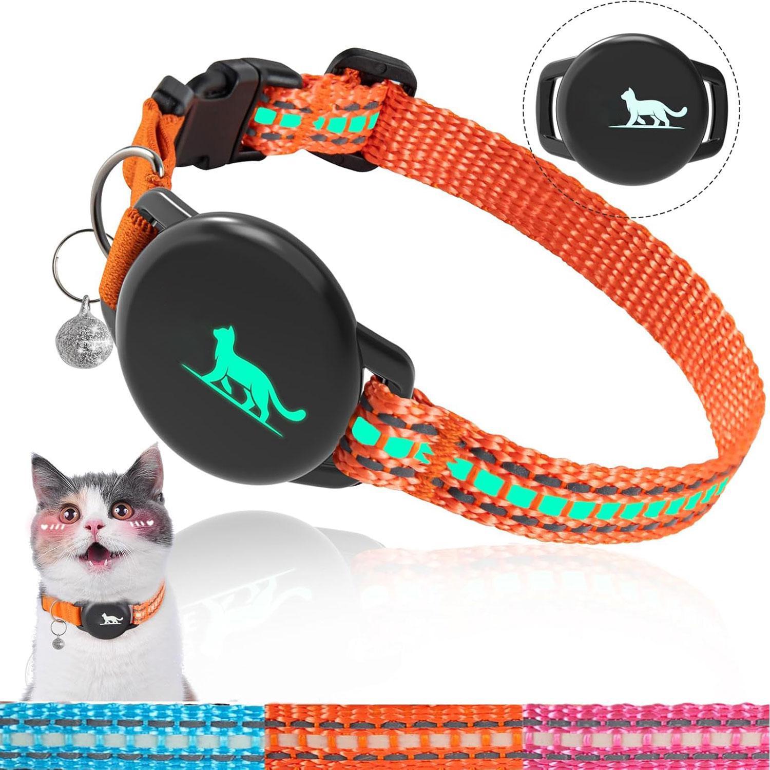 Cat GPS Tracker, Reflective Collar Tracker, Anti-lost Device, Compatible with Apple Find My Function (Only for iOS System), Pet Supplies, Harness, Reflective Strip Harness