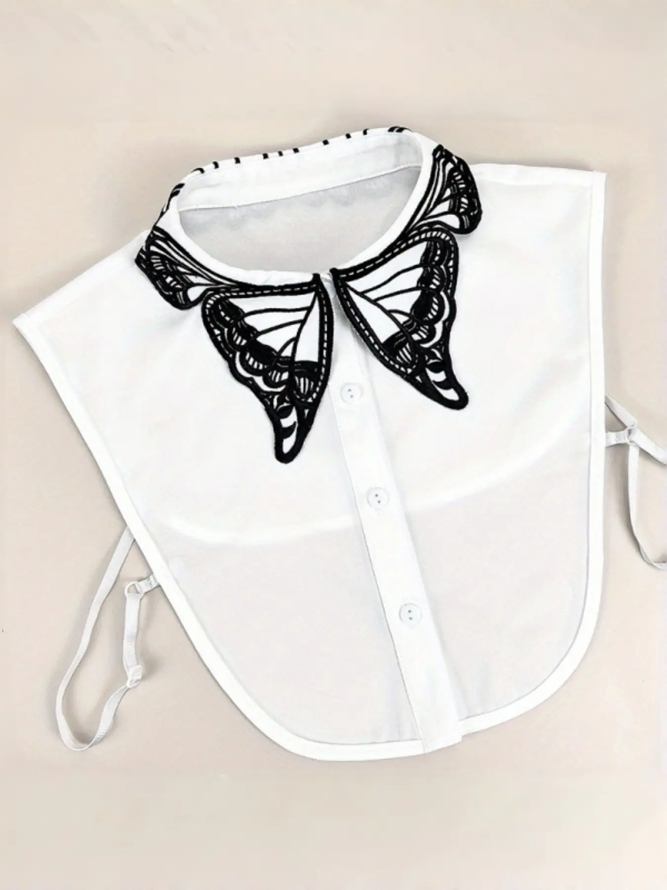 Outline Butterfly Lace Detachable Shirt Collar, Contrast Color Decorative Collar Insert, Wedding Cosplay Evening Matching