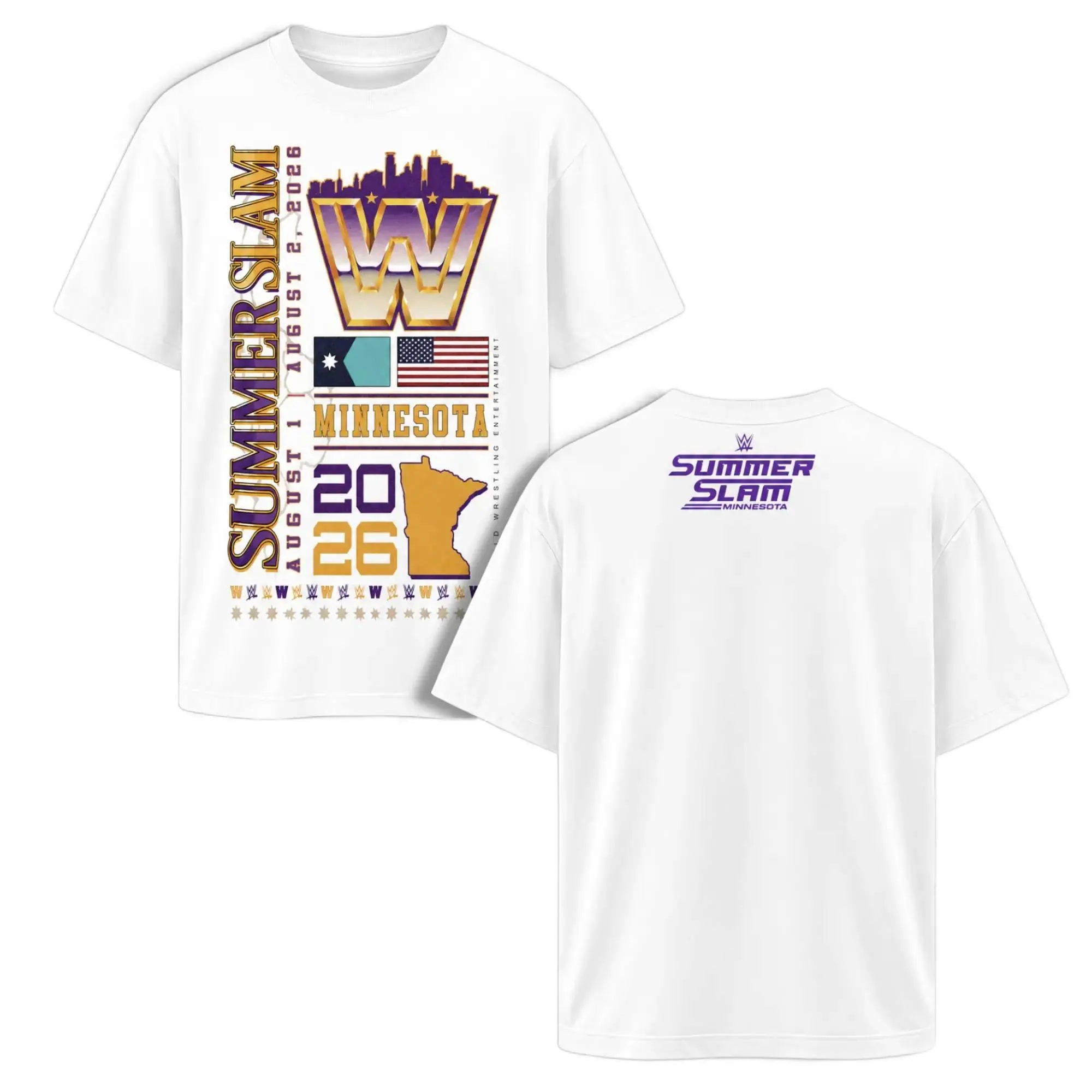 [Sale Up To 50%] Unisex WWE SummerSlam 2026 Minneapolis Retro State T-Shirt Vintage Oversized Graphic Champion Tee – Y2K Premium Cotton Top Trendy Streetwear Unisex Wrestling Gift Fans