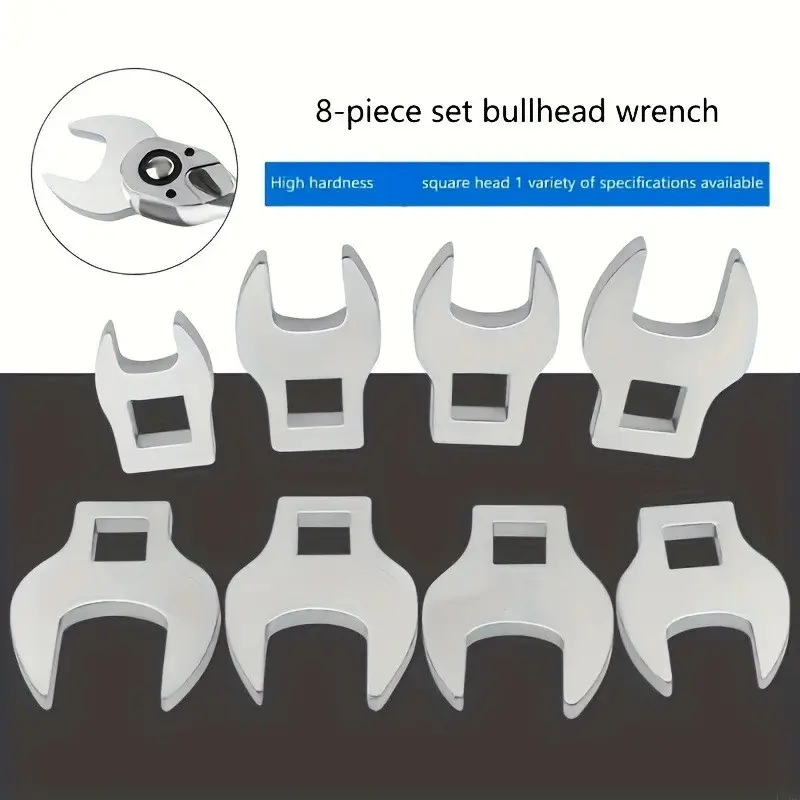 8-Piece Interchangeable Box End Wrench Set – 3/8" Replaceable Ring Wrench Heads with L-Shaped Handle, Adjustable Multi-Function Wrench Kit for Auto Repair, Mechanical Maintenance, Garage, Workshop & DIY Hand Tools, Multifunctional Wrench Set