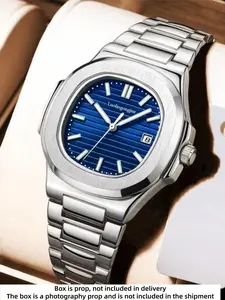 Nouvelle Series Men's Automatic Mechanical Watch, Hollow Out Stainless Steel Band, Calendar Night Light Waterproof, Swiss Style Business Casual