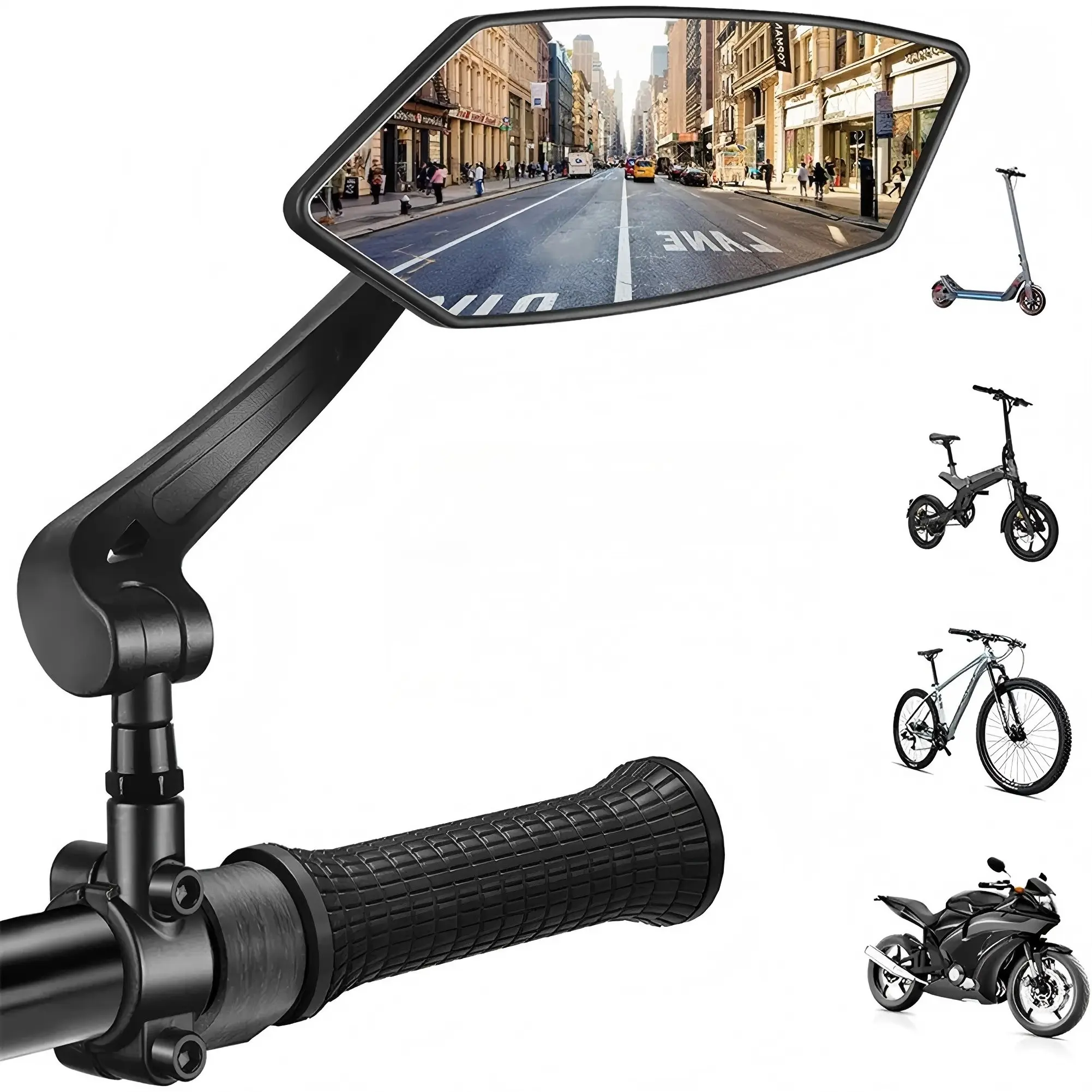 Bicycle Rear View Mirror Bike Handlebar Reflector 360° Rotatable Wide Range Back Sight MTB Mountain Road Riding Safety Rearview