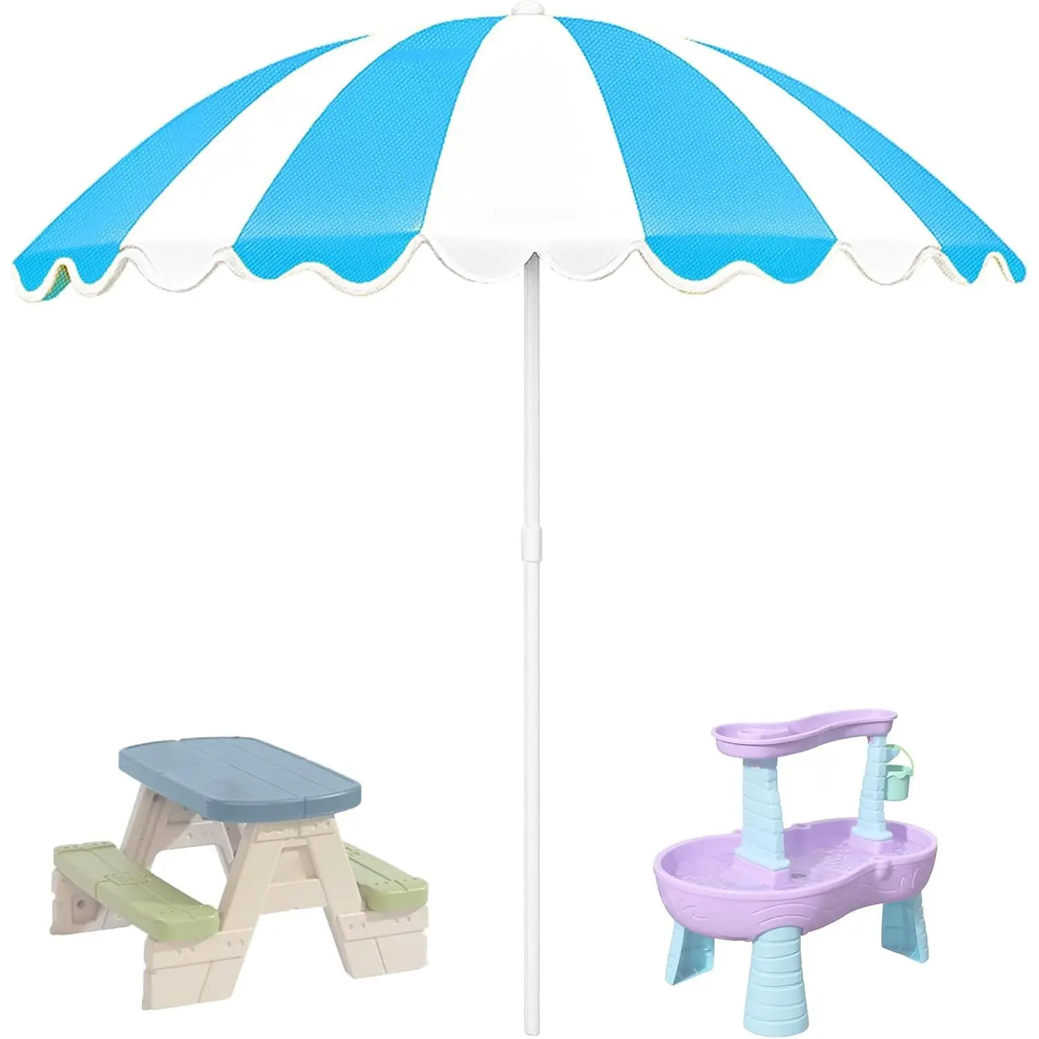 Water Table Umbrella, UV Protection Beach & Picnic Table Umbrella, Heavy Duty Portable Outdoor Shade for Sand Play, Camping, Garden & Backyard.