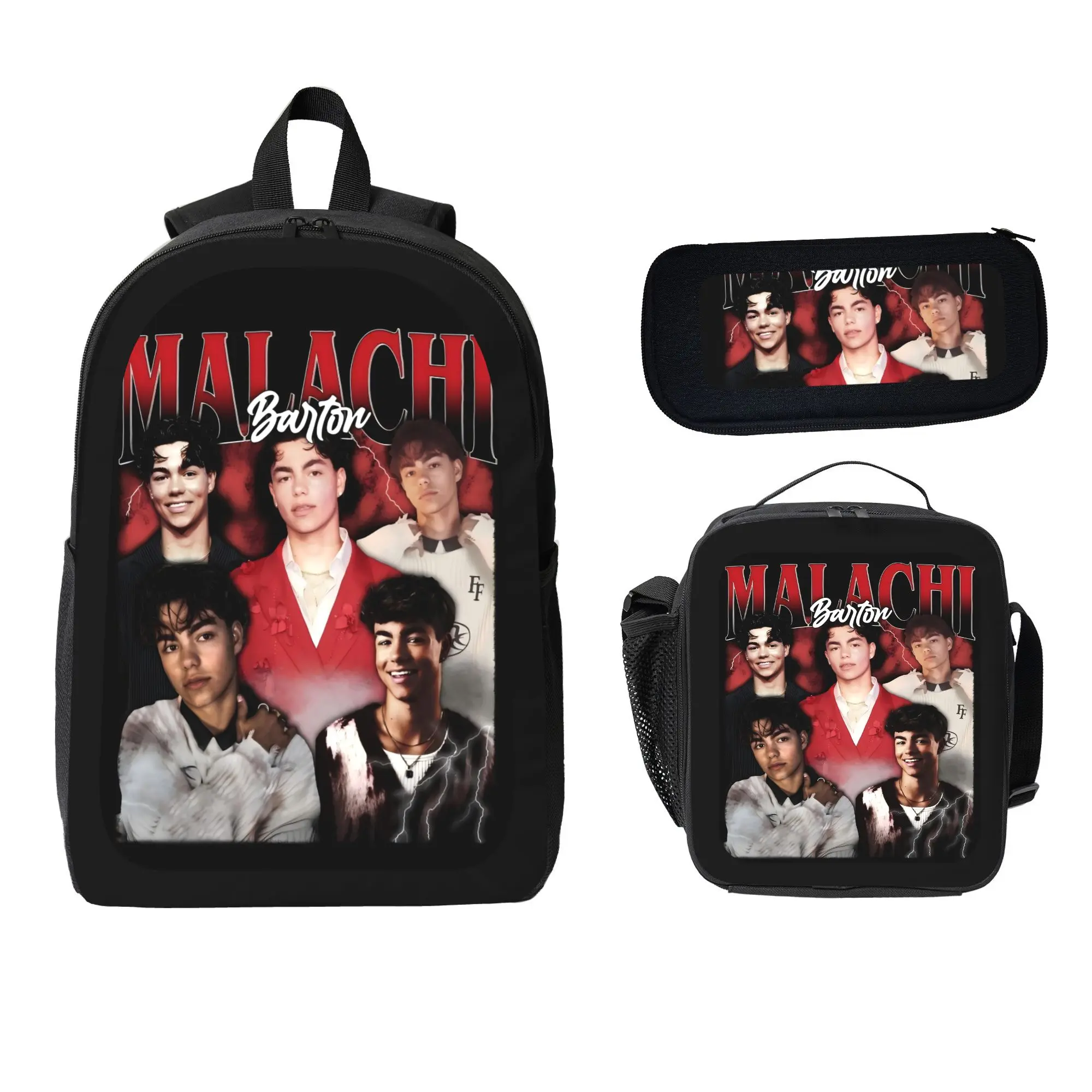 Student 3 in 1 Backpacks, Casual Photo Print School Bookbag Bundle with Lunch Bag and Pencil Case for Fans, Back to School Organization