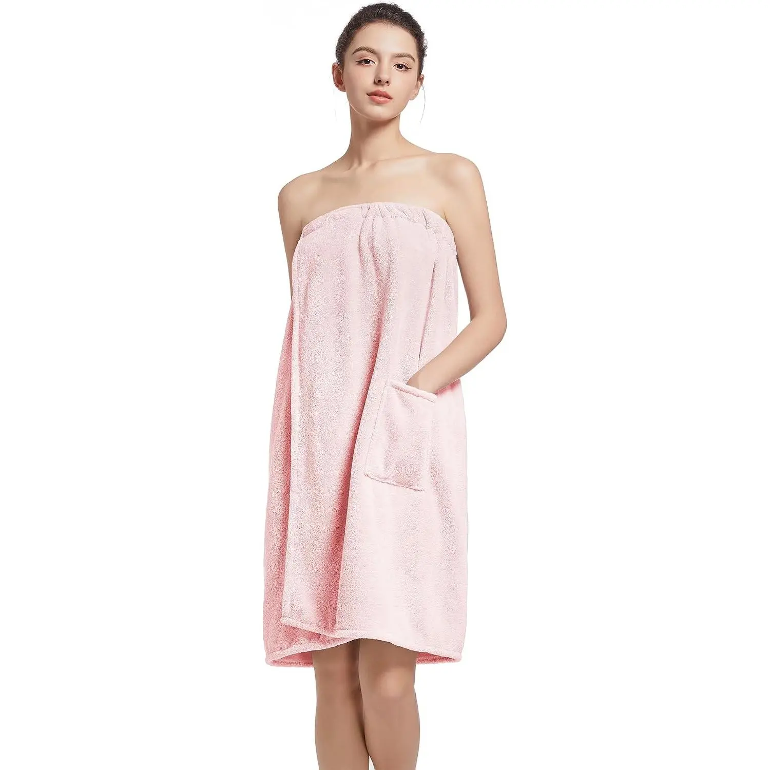 Women'S Soft Wrap Towel Full Length, Bath Robe After Shower Female Plush Long, Spa Bathrobes Lightweight With Pockets