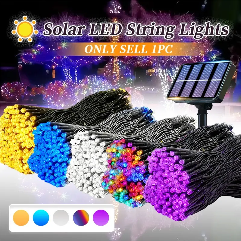 Solar powered green skin outdoor string lights, Solar Patio Lights, with 8 lighting modes, suitable for courtyard, garden, balcony, party, wedding/festival decoration, Outdoor Led Lights