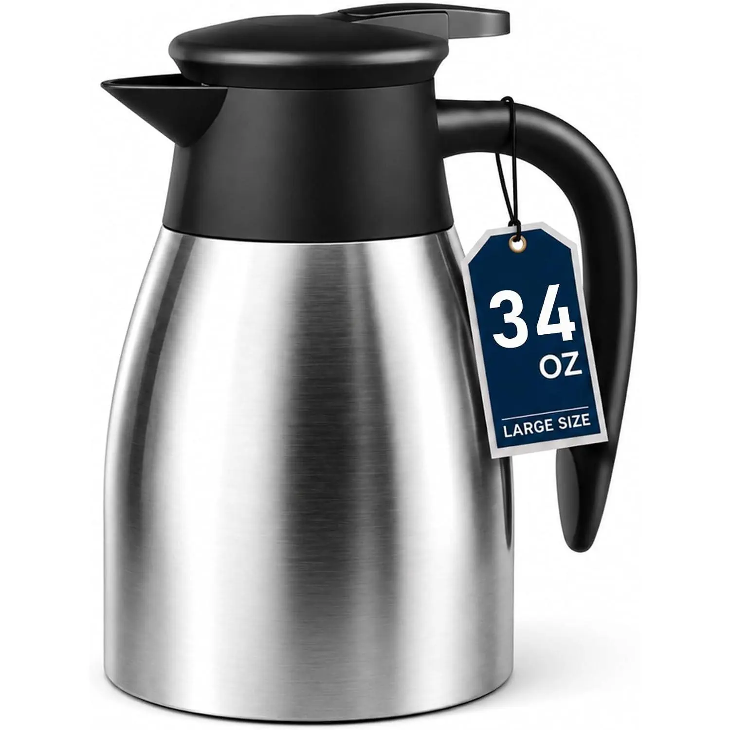 Thermal Coffee Carafe for Keeping Hot – 34OZ / 1L Stainless Steel Vacuum Insulated Coffee Carafe – Double Wall Dispenser for Hot Liquids,  & Hot Water ()