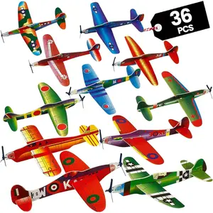Glider Planes Bulk (36-Pack) 8-Inch Bomber Airplane Gliders for Kids, Foam Paper Airplane Construction Kits for Kids Party Favors, Birthdays, Goodie Bag Stuffers and Outdoor Flying Toyfidget toys