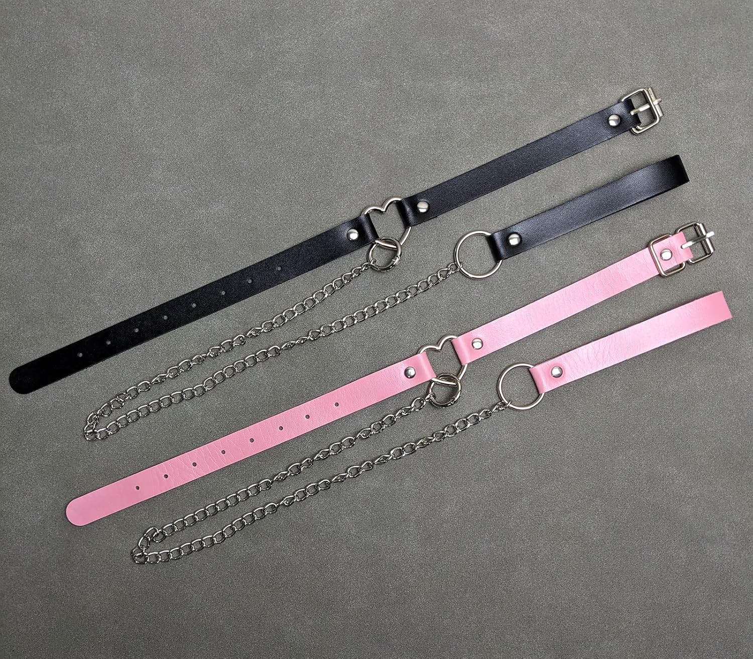 Leather Collar Choker Necklace for Women Punk Leash Goth Y2K Cosplay Costume Accessories