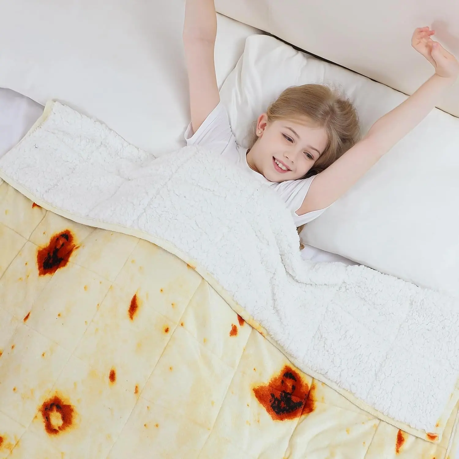 Weighted Blanket 7 Pounds Twin Size 41''×60'',Comfortable Soft Fluffy Sherpa Heavy Weighted Blankets for All-Season,Cute Burrito Pattern for Boys Girls,Machine Washable