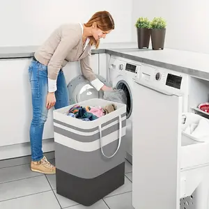 [Large Laundry Basket] 19.81gal Large Laundry Basket | Freestanding with Expandable Folding Clothes Rack, Suitable for Dorm and Home Clothing Toys - Gradient Gray