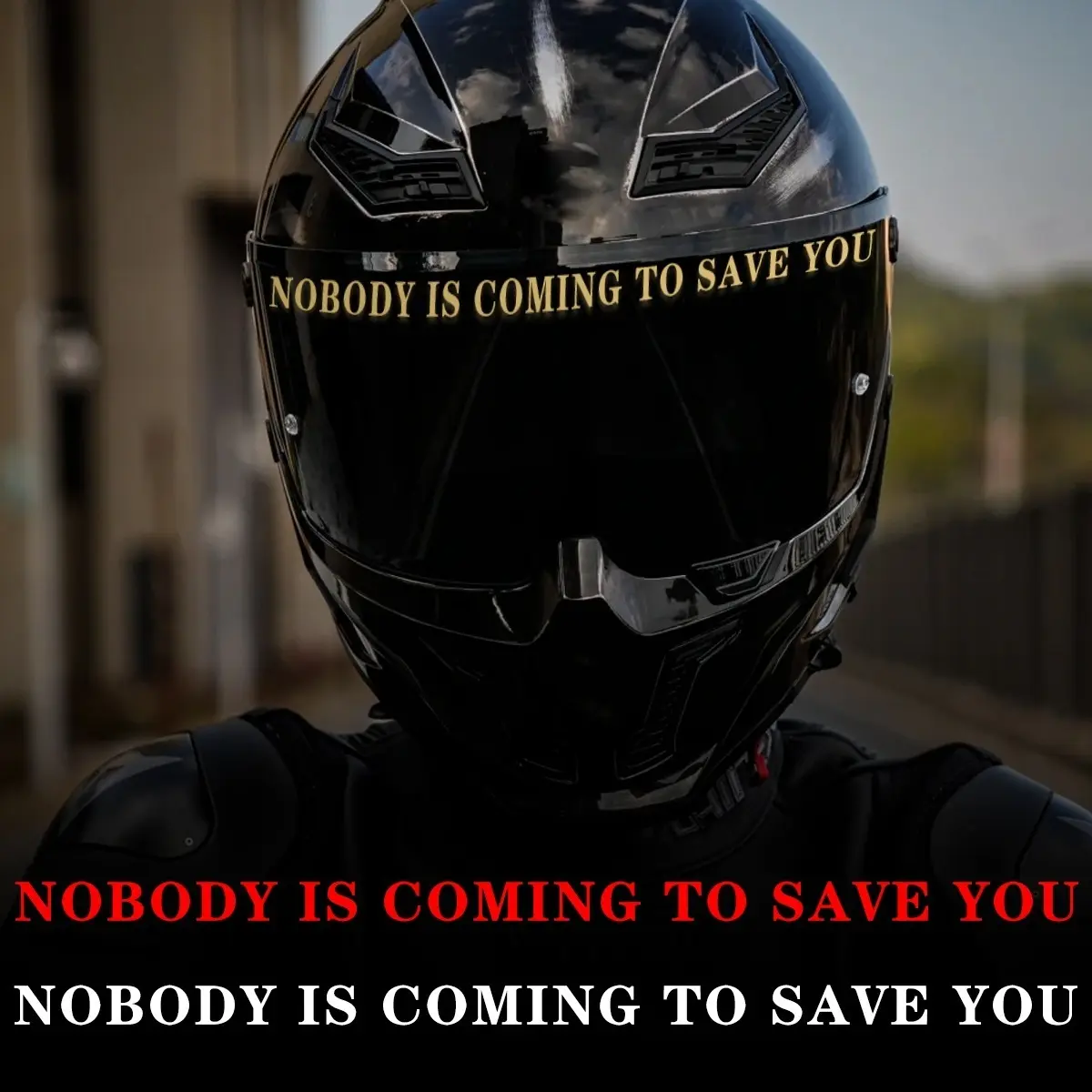 3-piece "No One Is Coming to Save You" motorcycle helmet self-adhesive stickers, Decal, multiple colors available, waterproof and sunproof, suitable for motorcycle bodies, helmets, visors, and car windows, for creative sticker enthusiasts, Decal Set