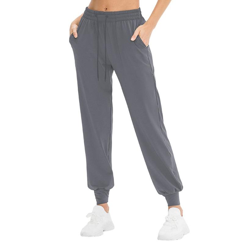 High waist drawstring yoga pants casual loose running tied feet cuffed sweatpants leggings