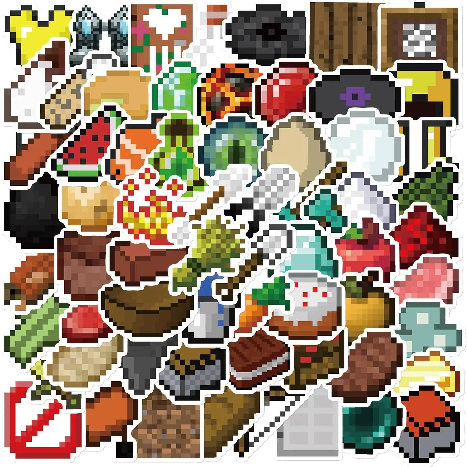 70/140PCS Creative Pixel Game Stickers Decorative Phone Cases, Laptops, Cups, Skateboards DIY Waterproof Stickers