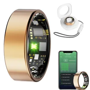 Bluetooth One-Tap Quick Pair Smart Ring, Multi-Language Supported Titanium Fitness Tracker, Weather & Location Function, Auto Vital Signs Sleep Calorie Tracking IP68 Waterproof Wearable Ring