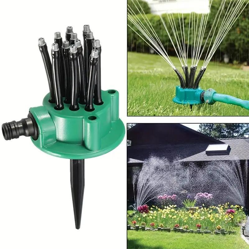 360 Degree Automatic Multi-head Watering Sprayer Nozzle, Garden Sprinkler Head, Yard Watering Device, Watering Equipment for Garden, Modern Garden Water Hose, Automatic Plants Watering, Garden Accessories