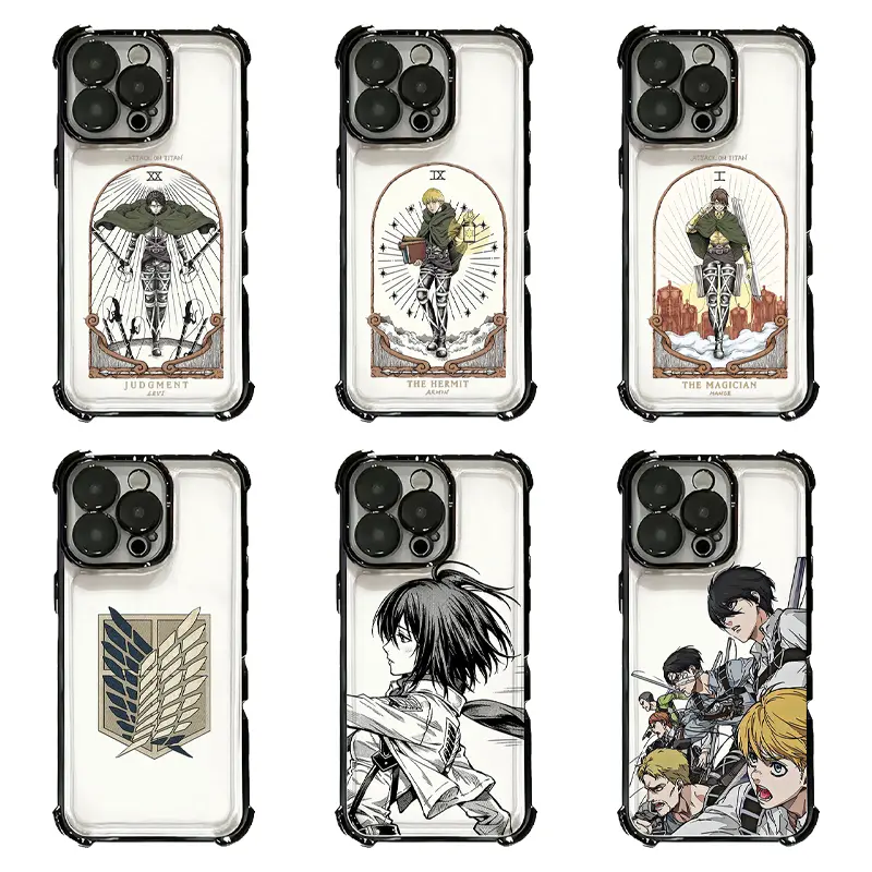 Colorful Attack on Titan Cartoon Themed Personalized TPU Protective Phone Case - Full Coverage, Anti-Fall Airbag Protection, Shock Resistance Accessory for iPhone 11-17, Pro, Max, Plus, Smartphone, Handheld Cellphone Devices