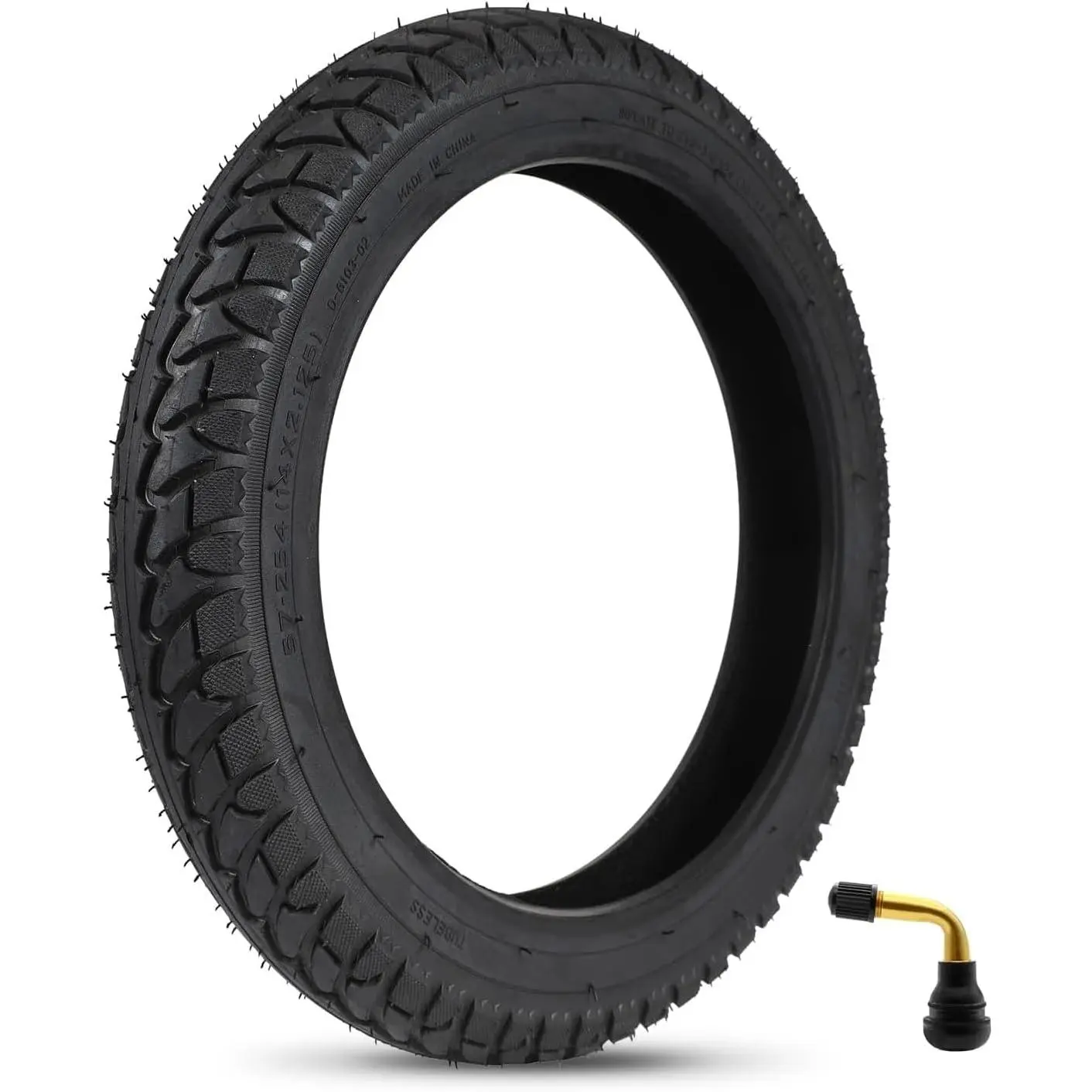 14 x 2.125 Electric Bike Tire Tubeless,57-254 14x2.125 Bike Tire with PVR60 Angled Valve for 14 Inch Electric Folding Bike, E-Bikes and E-Scooters,Kids Bike