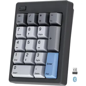 FD17  Mechanical Number Pad,  5.0& 2.4G  Mode Numeric Keypad, 17  Hot Swappable Numpad with PBT Keycaps for Laptop/PC/TKL Keyboards(Black, Linear )
