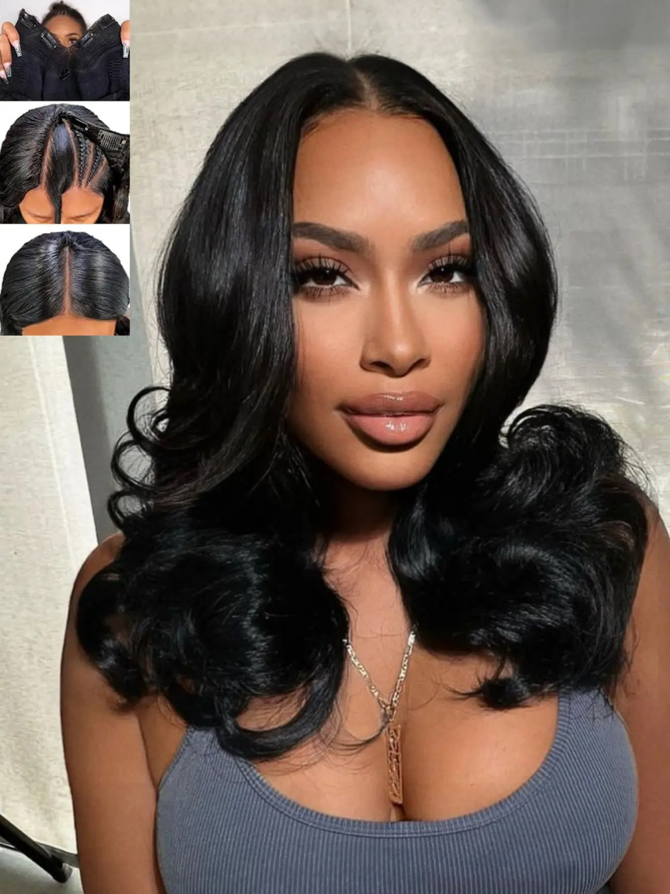Glueless Layered Wavy U Part Wig, Medium Length, Heat Resistant Synthetic Fiber, Natural Look for Women, Glueless Wigs, No Glue Wig