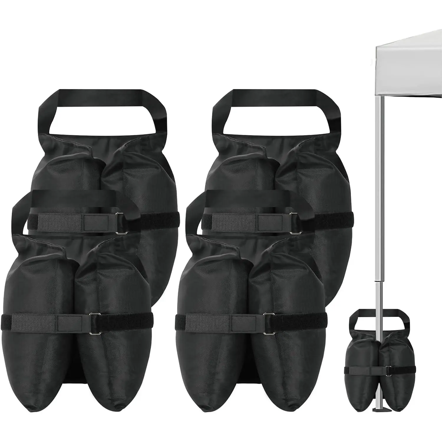 140 LBS Canopy Weights Sand Bags Set of 4, Heavy Duty 420D Oxford Tent Weights, Three-Compartment Sand Bags for Canopy , Pop Up Canopy, Beach Umbrella, Gazebo (Black)