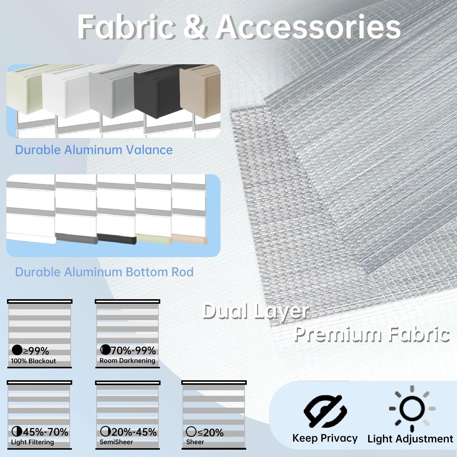 Motorized Blinds Shades Shutters Zebra Style windows Blinds Full Blackout Semi Blackout Fabric Book for Factory Hotel