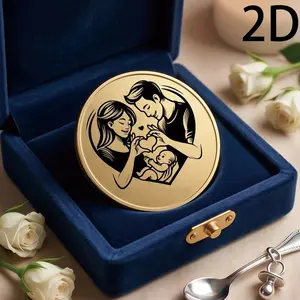 Family Heart Baby Memorial Coin, Metal Coin, Newborn Milestone Gift, Parent-Child Keepsake, Desktop Decor, Anniversary Souvenir
